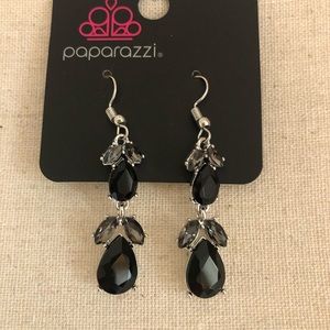Black and silver dangly earrings